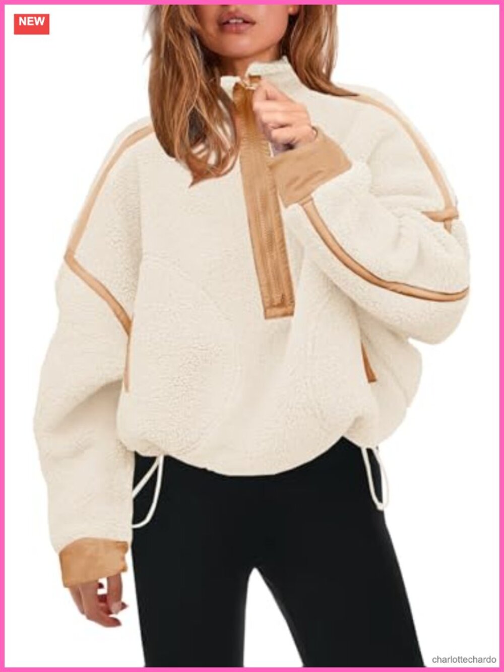 Women's Half Zip Fleece Pullover Sherpa Jacket Zip Pockets